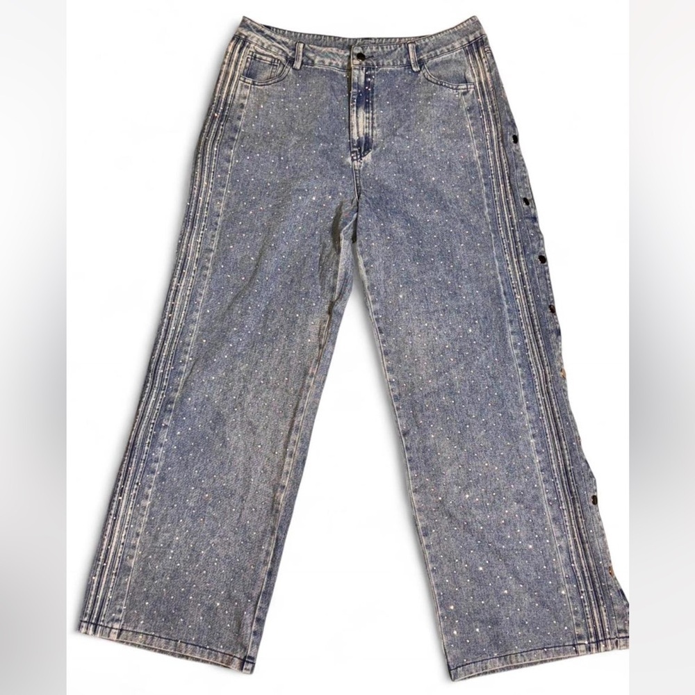 Women's Wide Leg Blue Denim Jeans